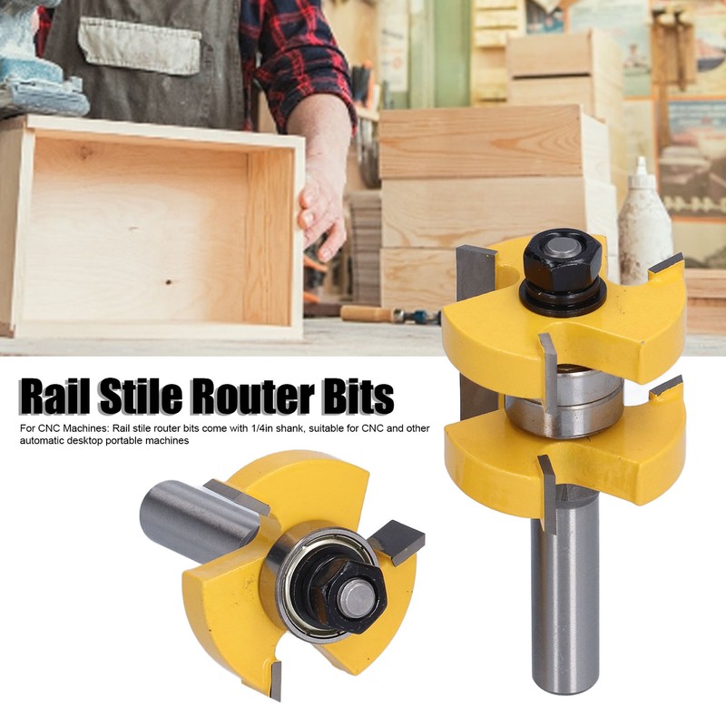 2Pcs Tongue Groove Router Bit T Shape 3 Teeth 2