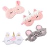 OHPHCALL 4Pcs Cartoon Sleeping Eyeshade Set Plush Unicorn and Sleep