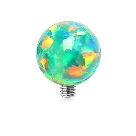 Tapsi´s Coolbodyart® Unisex Surgical Steel Silver Dermal Anchor Opal Blue, White, Green, Pink, Stainless Steel