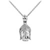 Sideways Crosses 925 Sterling Silver Textured Buddha Head Pendant Necklace,