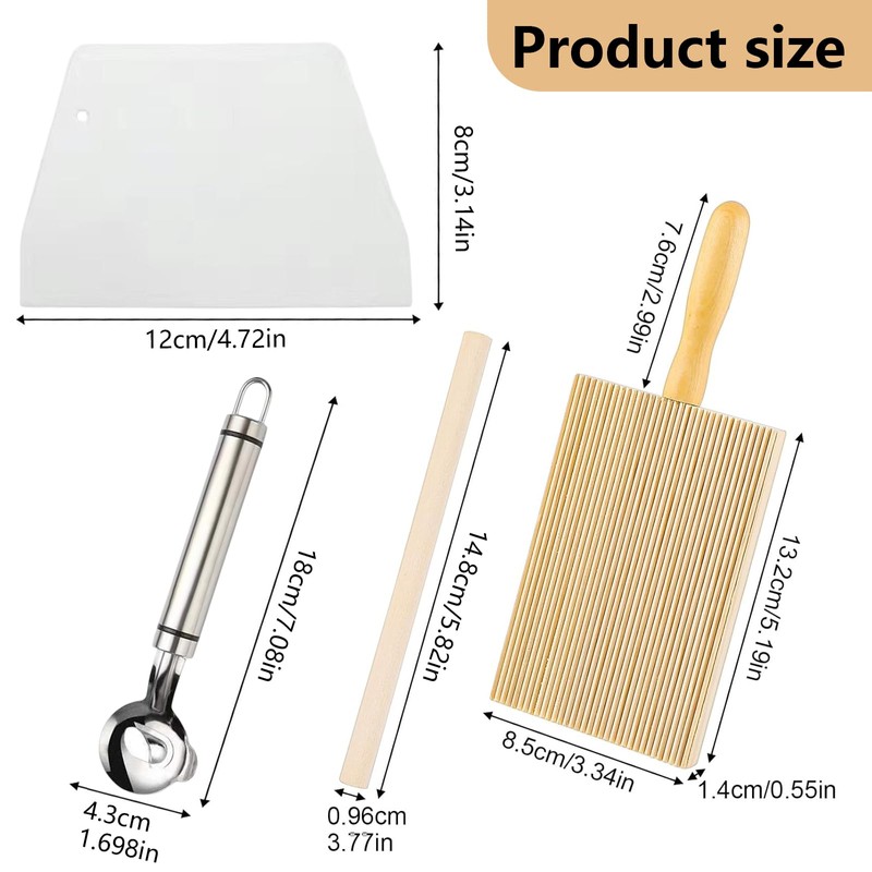 Gnocchi Board Set of 4 Gnocchi Wooden Board with 1