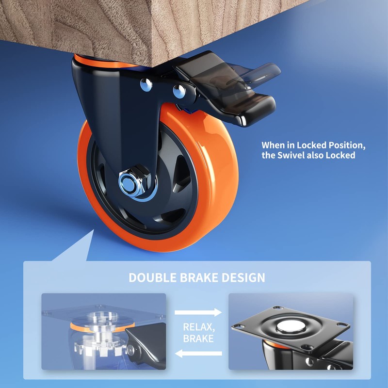 Casters Set of 4 Heavy Duty,5 Inch Caster Wheels with