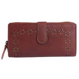 Chunkyrayan Genuine Leather Women's Wallet High-Quality Vintage RFID Protection Including Leather Key Ring, dark brown, Vintage