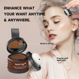 MIFELOY Root Cover Up Powder, Touch Up Hair Color for Grey, Roots Concealer for Beard Line Eyebrow, Instantly Conceals Hair Loss, Roots Coverage Powder for Thinning Grays Hairline, Medium Brown