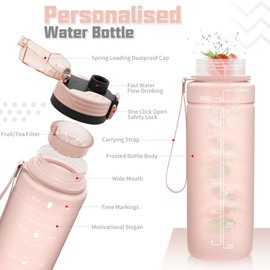 Dosurer Drinking Bottle, 1 Litre, 700 ml, 500 ml Children's Leak-Proof, Water Bottle with Motivational Time Marking, BPA-Free Tritan Sports Bottle for School, Sports, Bike, Work, Fitness