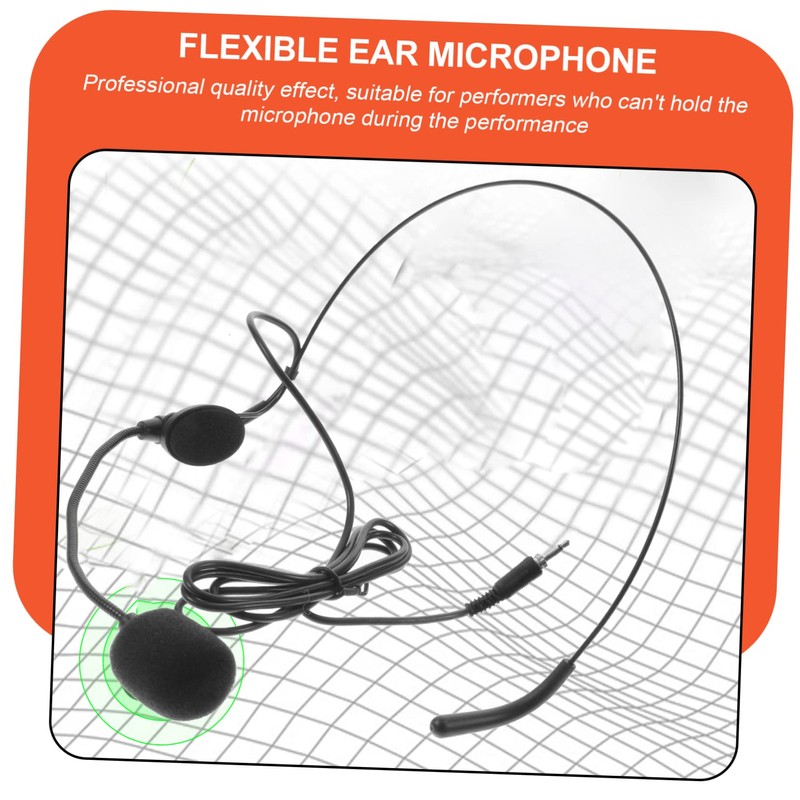 TEHAUX Lightweight Overhead Head Microphone with Connector Comfortable Headset Mic
