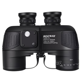 Waterproof Military 7x50 Marine Binoculars,Hooway Binoculars with w/Internal Rangefinder & Compass for Navigation,Boating(Black)