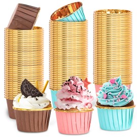 Laurraine Pack of 150 Muffin Cases Paper, Cupcake Muffin Cases Made of Aluminium Foil, Waterproof and Oil-proof Baking Cups Paper, Cupcake Moulds Paper for Wedding, Birthday, Party, Christmas Party