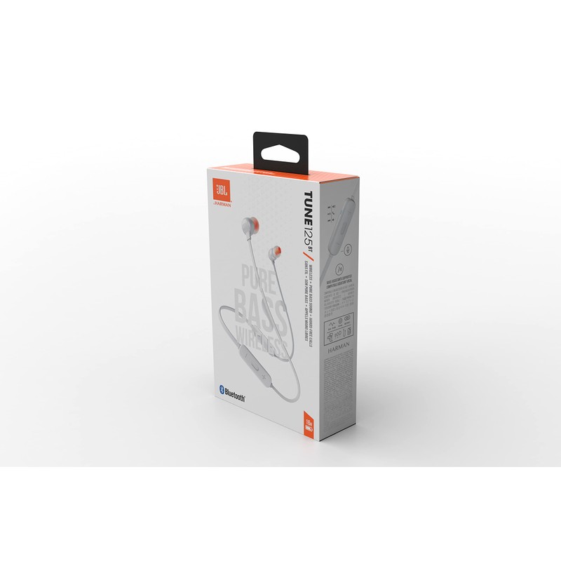 JBL TUNE125BT JBLT125BTWHT Bluetooth Earphones, Multi-Point Compatible, Wireless, Microphone Remote