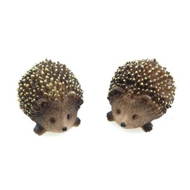 ZhangyiHot 2 Pcs Mini Hedgehog Figurine Lively Resin Statues Animals Figurines Pet Sculptures Fairy Wild Miniature Garden Accessories for Micro Landscape Plant Pots Bonsai Craft Decor