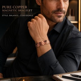 Men’s Copper Magnetic Bracelet for Style – Adjustable Link Jewelry with Sizing Tool for Gifts & Daily Wear