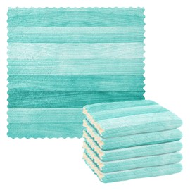 senya Teal Turquoise Green Wood Print Dish Cloths 6 Pack Dish Towels Reusable Cleaning Cloths Kitchen Hand Towels