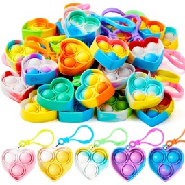 JOYIN - Paquete de 30 llaveros para ansiedad con corazón, paquete de 30 juguetes para ansiedad para niños de 4 a 8, 8 a 12 años, bolsas de regalo de Halloween, regalos de regreso a la escuela, premios