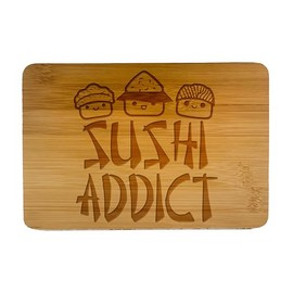 Sushi Kawaii Cute Designs Wooden Cutting Board, Kitchen Serving Board (Sushi Addict)