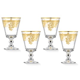 Lorren Home Trends Rosalia Gold Short Goblet, Set of 4