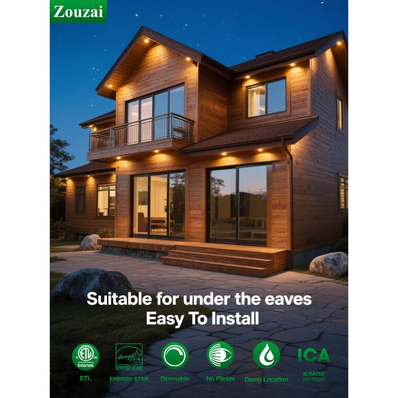 zouzai 3 Inch 5CCT Gimbal Black Led Recessed Lighting with