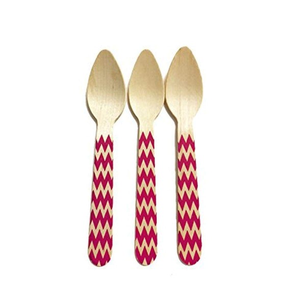 Perfect Stix Chevron Spoon 110 36-Purple Printed Wooden Spoons with Purple Chevron Pattern, 4.5" (Pack of 36)