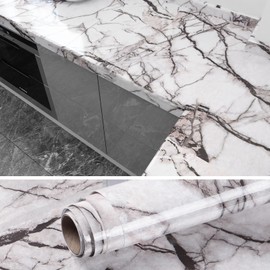 VEELIKE Abstract Cracked Marble Contact Paper for Countertops Waterproof Peel and Stick Countertops 15.7''x236'' Self Adhesive Vinyl Countertop Contact Paper Marble Wallpaper for Kitchen Bathroom