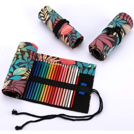 Amoyie Handmade Pencil Wrap Durable Gel Pen Storage Bag, Red Rose 48