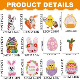 12 Packs Easter Theme Iron on Patches Cartoon Embroidered Bunny Appliques Cute Easter Egg Rabbit Carrot Basket Chicks Designs Iron on/Sew on Patches for Clothes, Hat, Jacket, T-Shirt DIY Craft Decor