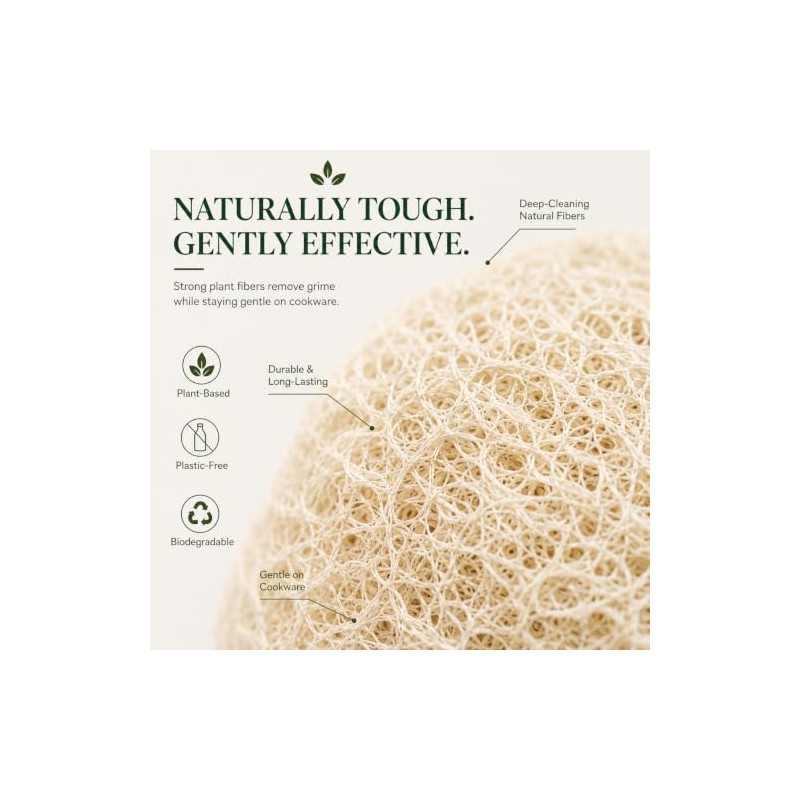 Esponja de lufa natural KUMARI KULTURE (Paquete de 4) Multiusos