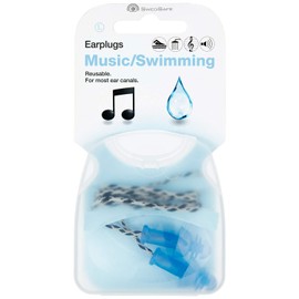 SwedSafe Ear Plugs for Musicians and Swimmers - Concert and Swimming Hearing Protectors with Cord and Case - Large