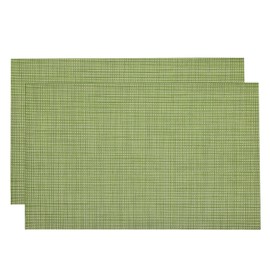sourcing map Place Mats 450x300mm Table Mats Set of 2 PVC Washable Woven Placemat Grass Green