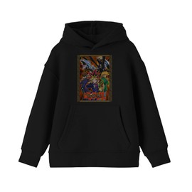 Bioworld Yu-Gi-Oh Main Characters and Monsters Youth Black Graphic Hoodie-M