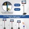 Adjustable Height Portable Basketball Hoop with Wheels 4.3-8.2 Feet Court