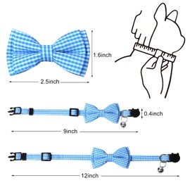 COMSUN 8 Pack Polyester Cat Collars with Bowie Bow, Breakaway Kitten Collars with Removable Bell, Adjustable Cat Collars for Boy Girl Cats, Dots Pattern (9-12 inches)