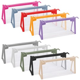 MaehSab 10 PCS Clear Pencil Cases Pen Pouch Transparent Marker Pouch with Zipper, Exam Pencil Storage Bag Travel Cosmetic Makeup Bag, Stationery Toiletries Organizer for Students Adults Teen