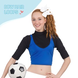 WRNZL Cheer Bows for Cheerleaders Cheerleading Bows 2 Pcs 8 Inch Large White Hair Bow Scrunchies Ribbon Ties School Sports Softball Cheerleader Bows Hair Accessories Gifts for Girls Women