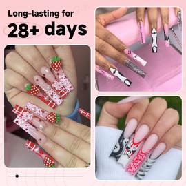 UNA GELLA No C Curve Tapered Square Nail Tips 216Pcs - 3XL Half Cover Clear Acrylic False Straight Nail Tips Long Soft Square Gel x Tips Press on Nails for Nail Extensions DIY 12 Sizes With Box