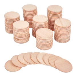 nbeads Pack of 100 Beech Wood Round Pieces, 38 mm Unfinished Wooden Circles Round Discs Empty Wooden Cutouts Ornaments for DIY Crafts Painting Wedding Home Decoration 3 mm Thick