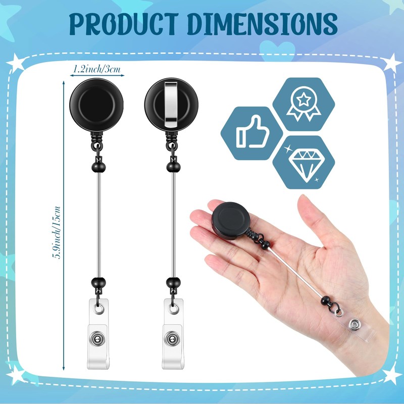 Sayglossy 12 Pcs Beadable DIY Badge Reel Kit Retractable ID