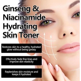 Tónico Facial Hidratante con Ginseng y Niacinamida 120 ml, Iluminador y Equilibrante para Todo Tipo de Piel