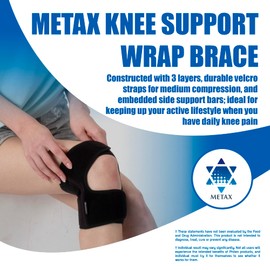 Phiten Metax Knee Wrap, Black, Large