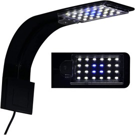 10W Super Slim Aquarium Fish Tank 5730 LED Light Clip-on Lamp Aquatic Plant Lighting (Black Body White+Blue Light)