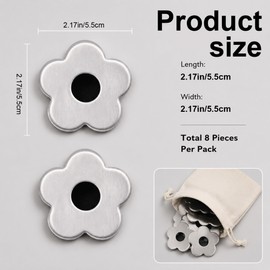 8 Pack Magnetic Weights, Stainless Steel Flower Tablecloth Weights, Decorative Heavy Duty Fabric Hold Down Weights for Outdoor Picnic Shower Curtain Wedding Party Decor Table Cover, Flower