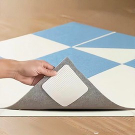 4PCS Rug Pads Gripper, Anti Slip Mat Gripper Washable Gripper for Rug Vacuum Tech Anti Curling Rug Pad Keep Your Rug in Place and Make Corner Flat for Wooden Floor Underlay Hard Floors 10x10CM