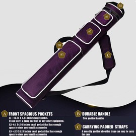 Champion 2X4,3x6 Nylon/Leatherette Billiard Pool Cue Stick Hard Carrying Case 4S2B, 6S3B (Purple, 2X4 (2B4S))