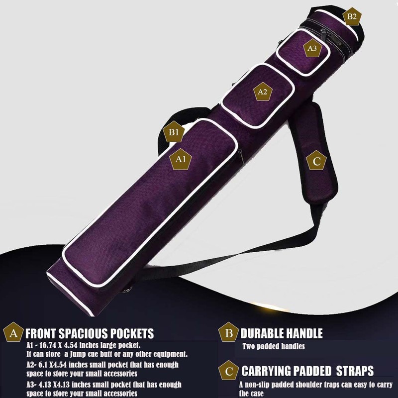 Champion 2X4,3x6 Nylon/Leatherette Billiard Pool Cue Stick Hard Carrying Case