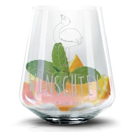Mr. & Mrs. Panda Personalisiertes Cocktail Glas Flamingo Stolz - Personalisierte Geschenke, Coupé Glas Mit Namen, Tochter, Personalisierter