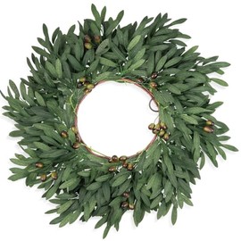24 inch Olive Wreaths for Front Door, Artificial Large Spring Summer All Seasons Year Round Green Olive Branch Wreath for Home Outdoor Indoor Farmhouse Porch Window