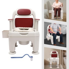 Bedside Commode, Portable Toilet for Adults, Height Adjustable Safety Commode Toilet for Elderly and Disabled, Commode Chair, 661lbs Heavy Duty Adult Potty Chair with Armrests and Tissue Box (White)