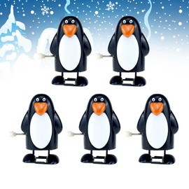 SAFIGLE 5pcs Christmas Wind up Stocking Stuffers Toys Winter Clockwork Penguin Walking Toy Holiday Party Favors Gift Games for Kids