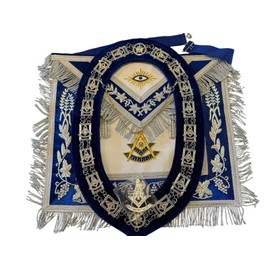 Masonic Past Master Silver Bullion Threads 100% Lambskin Apron -Hand Embroidered