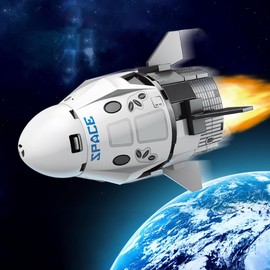 Vilbocr Dragon Spacecraft Toys Space Capsule for 4+ Years Boys Kids Gift Idea Satellite Loading Space Rocket for Kids-88 Pcs