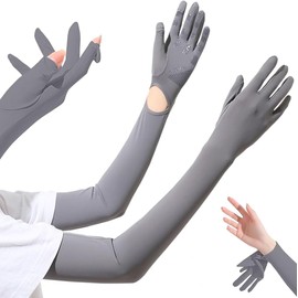 Women's Arm Cover, UV Protection, For Summer, Up to Your Fingertips, Cooling Sensation, Long, Sunburn Prevention, Removable Gloves, Anti-Slip, Smartphone Operation, Cool, Bicycle, Golf, Fishing, Cycling, Outdoor Activities
