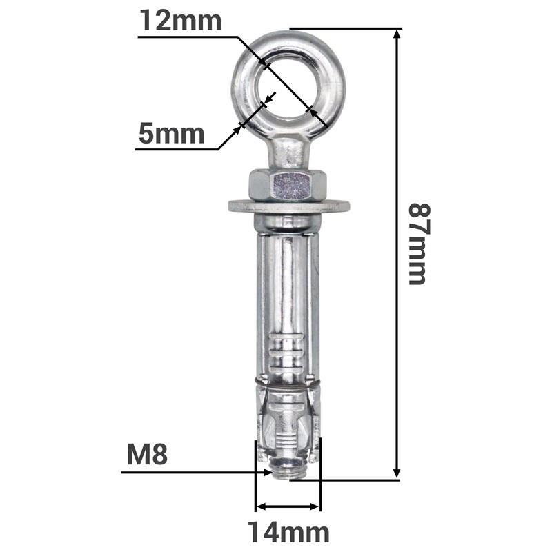 SKIR'CO (Pack of 2) Eye Bolt Shield Anchor M8, Expansion